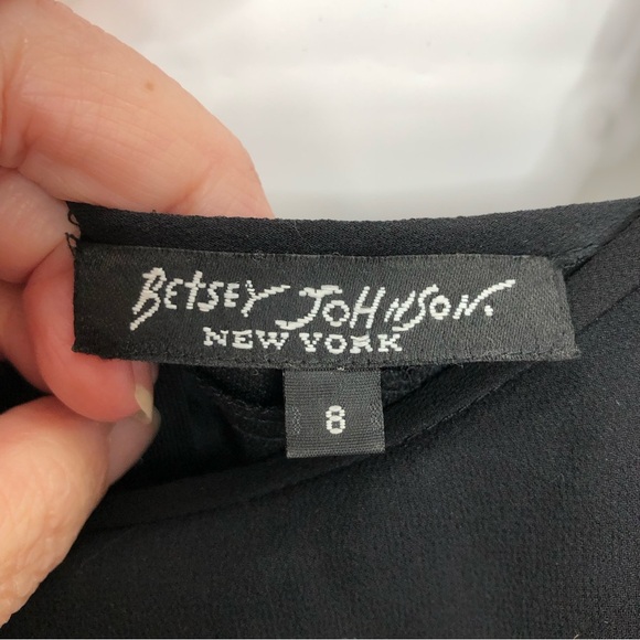 Betsey Johnson black beaded tiered mini dress little black dress party - Picture 3 of 8